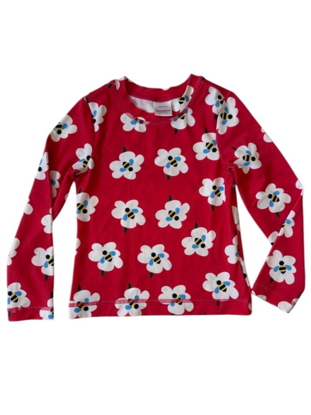 Mini Boden Girls Red Floral Bee Long Sleeve Rashguard Size 5 (110cm)
